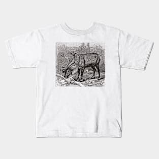 Reindeer Vintage Wildlife Illustration Kids T-Shirt
